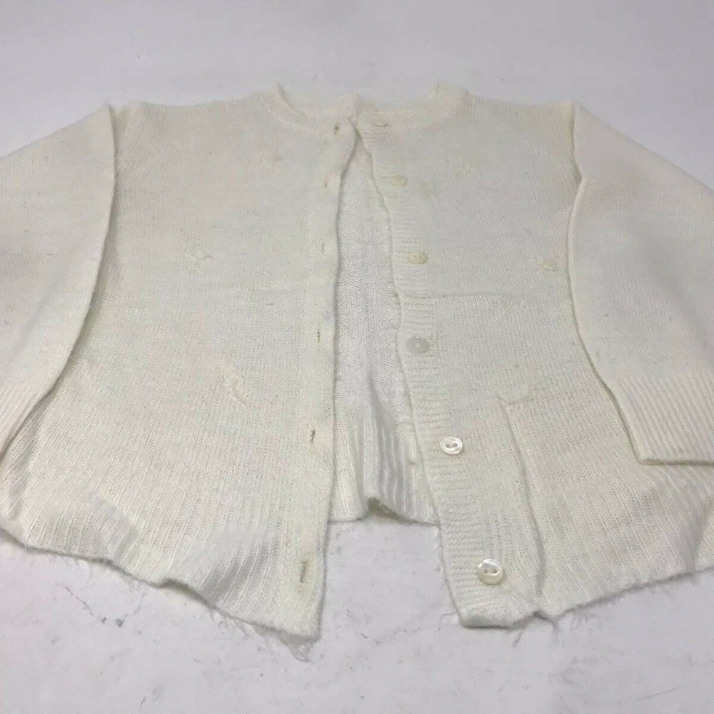 Vintage Toddler Girl Long Sleeve Sweater White